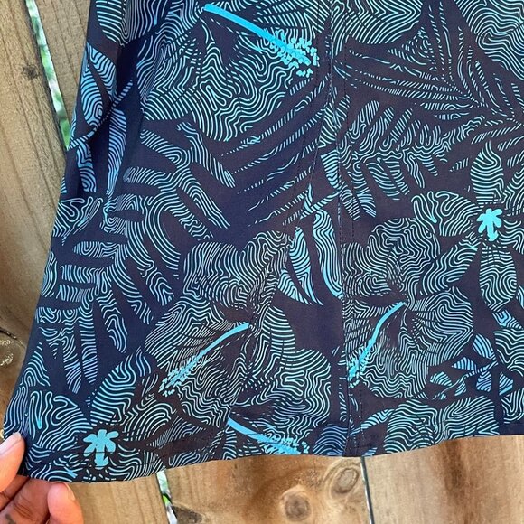 RIPSKIRT HAWAII Blue Tropical Floral WRAP SKIRT Length 2 Sz Large NWOT - Picture 3 of 7